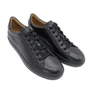 sneakers uomo nappa nera fondo nero 3