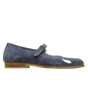 Scarpa Storica in Vitello Scamosciato Blu/Bianco