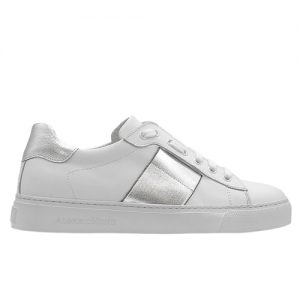 sneakers donna bianco riporto argento profilo